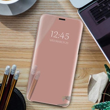 Flip telefontok átlátszó előlappal Samsung Galaxy A71 készülékhez - RÓZSAARANY
