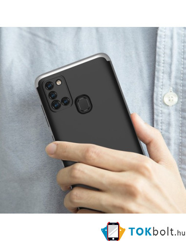 GKK három részes tok Samsung Galaxy A21s készülékhez - FEKETE-SZÜRKE