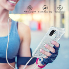 Mozgó csillámos telefontok nyakpánttal Samsung Galaxy A21s készülékhez - FEHÉR