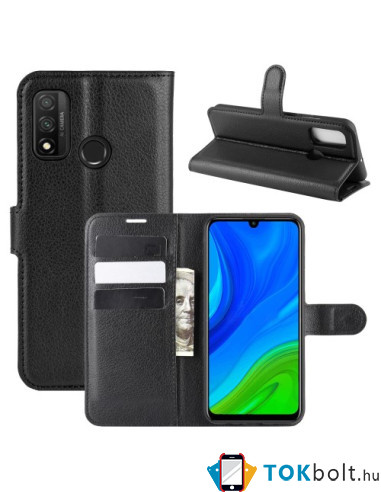 Oldalra nyíló tok Huawei P smart 2020 telefonhoz - FEKETE