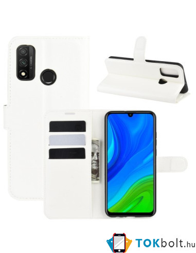 Oldalra nyíló tok Huawei P smart 2020 telefonhoz - FEHÉR