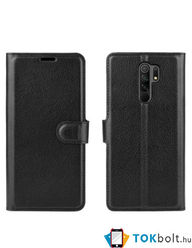 Oldalra nyíló tok Xiaomi Redmi 9 telefonhoz - FEKETE