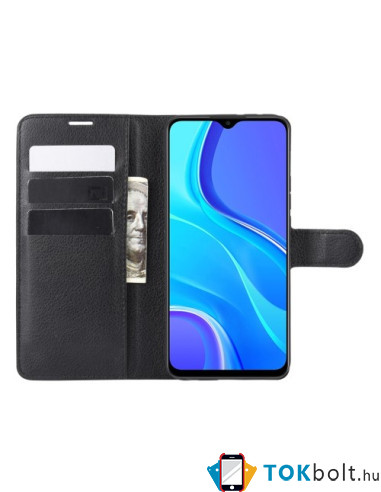 Oldalra nyíló tok Xiaomi Redmi 9 telefonhoz - FEKETE
