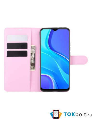 Oldalra nyíló tok Xiaomi Redmi 9 telefonhoz - RÓZSASZÍN
