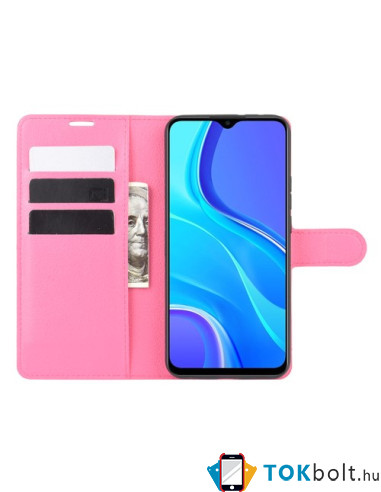 Oldalra nyíló tok Xiaomi Redmi 9 telefonhoz - PINK