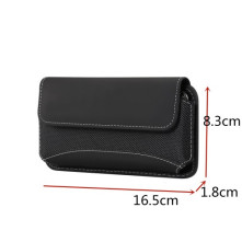 Övre fűzhető 5.7-6.3 inches tépőzáras fekvő telefontok övtáska méret:16.5 x 8.3 x 1.8cm - FEKETE