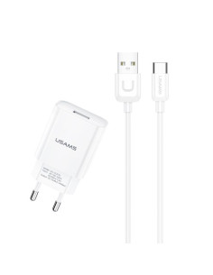 USAMS T21 2.1A gyors hálózati telefon töltő USB Type-C típusú kábellel