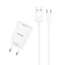 USAMS T21 2.1A gyors hálózati telefon töltő USB Type-C típusú kábellel