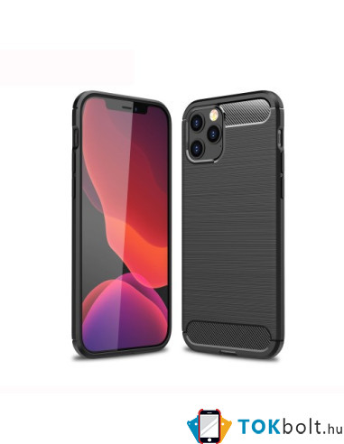 iPhone 12 / 12 Pro karbon mintás tok - FEKETE