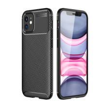 iPhone 12 karbon mintás ultra vékony szilikon tok - FEKETE