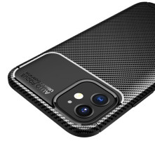 iPhone 12 karbon mintás ultra vékony szilikon tok - FEKETE