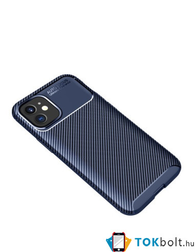 iPhone 12 karbon mintás ultra vékony szilikon tok - KÉK