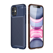iPhone 12 karbon mintás ultra vékony szilikon tok - KÉK