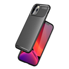 iPhone 12 Pro Max karbon mintás ultra vékony szilikon tok - FEKETE