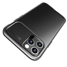 iPhone 12 Pro Max karbon mintás ultra vékony szilikon tok - FEKETE