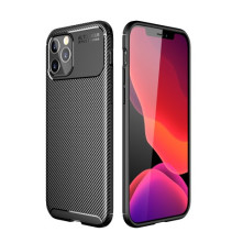 iPhone 12 Pro Max karbon mintás ultra vékony szilikon tok - FEKETE