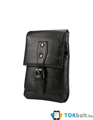 Vállra és övre is akasztható telefon tartó, táska - 18 x 12.5 cm - FEKETE