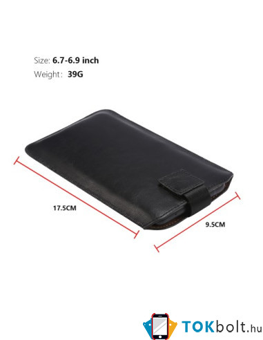 Övre fűzhető 6.7-6.9 inches univerzális telefontok, övtok kihúzóval - FEKETE