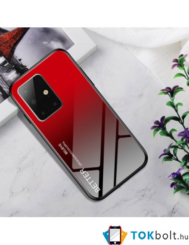 Szinátmenetes kemény tok Samsung Galaxy A71 készülékhez - FEKETE-PIROS