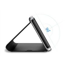 Flip telefontok átlátszó előlappal Samsung Galaxy A31 / A51 készülékhez - FEKETE