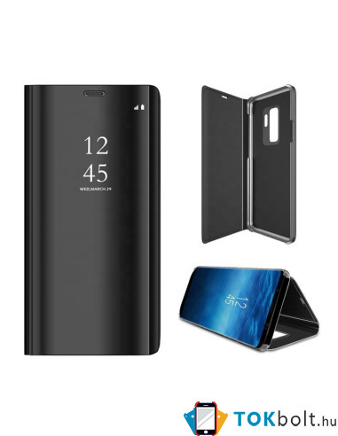 Flip telefontok átlátszó előlappal Samsung Galaxy A31 / A51 készülékhez - FEKETE
