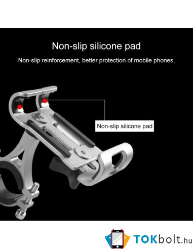 Univerzális kormányra rögzíthető masszív aluminium telefontartó 3.5-6.5 inch széles készülékekhez - RÓZSAARANY