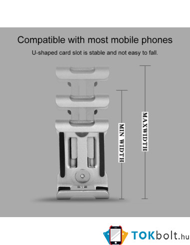 Univerzális kormányra rögzíthető masszív aluminium telefontartó 3.5-6.5 inch széles készülékekhez - RÓZSAARANY