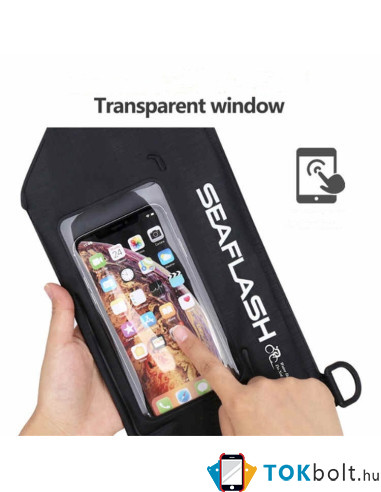 SEAFLASH vállra akasztható vízhatlan telefon tartó, táska - 31 x 16 x 7 cm - FEKETE