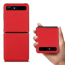 Bőr tapintású háttok Samsung Galaxy Z Flip készülékhez - PIROS