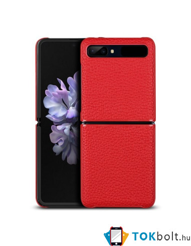 Bőr tapintású háttok Samsung Galaxy Z Flip készülékhez - PIROS