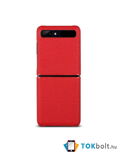 Bőr tapintású háttok Samsung Galaxy Z Flip készülékhez - PIROS