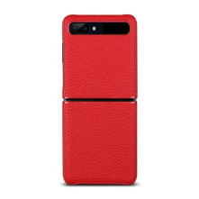 Bőr tapintású háttok Samsung Galaxy Z Flip készülékhez - PIROS