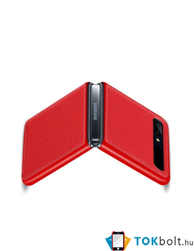 Bőr tapintású háttok Samsung Galaxy Z Flip készülékhez - PIROS