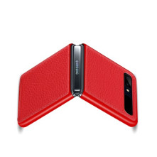 Bőr tapintású háttok Samsung Galaxy Z Flip készülékhez - PIROS