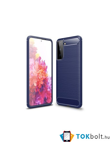 Samsung Galaxy S21 Plus karbon mintás tok - KÉK