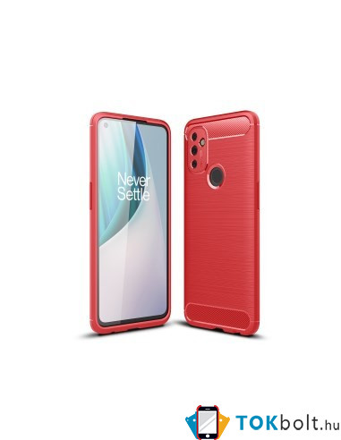 Oneplus Nord N100 karbon mintás tok - PIROS