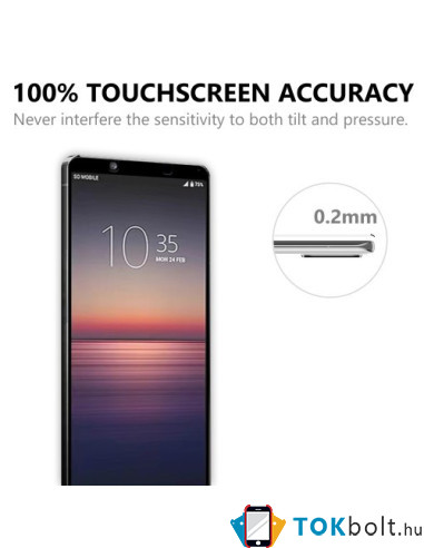 Kijelzővédő karcálló edzett üveg Sony Xperia 1 II típusú készülékhez - 1 db