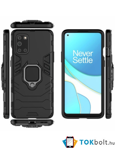 Kemény műanyag és rugalmas TPU hibrid tok Oneplus 8T telefonhoz - FEKETE