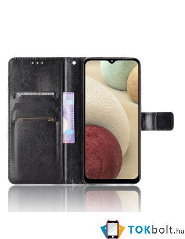 Oldalra nyíló tok Samsung Galaxy A12 telefonhoz - FEKETE