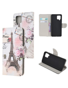 Oldalra nyíló mintás telefontok Samsung Galaxy A12 telefonhoz - EIFFEL-TORONY