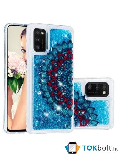 Mozgó csillámos telefontok Samsung Galaxy A41 készülékhez - MANDALA VIRÁG
