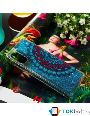 Mozgó csillámos telefontok Samsung Galaxy A41 készülékhez - MANDALA VIRÁG