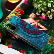 Mozgó csillámos telefontok Samsung Galaxy A41 készülékhez - MANDALA VIRÁG