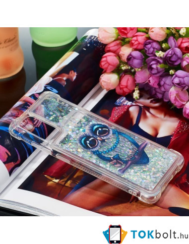 Mozgó csillámos telefontok Samsung Galaxy S20 készülékhez - BAGOLY MINTÁS