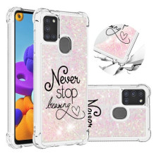 Mozgó csillámos telefontok Samsung Galaxy A21s készülékhez - NEVER STOP DREAMING