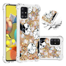 Mozgó csillámos telefontok Samsung Galaxy A51 készülékhez - KUTYA