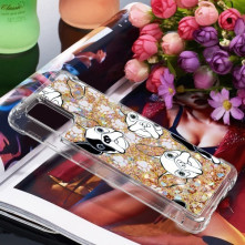 Mozgó csillámos telefontok Samsung Galaxy A51 készülékhez - KUTYA