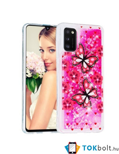 Mozgó csillámos telefontok Samsung Galaxy A41 készülékhez - PILLANGÓ