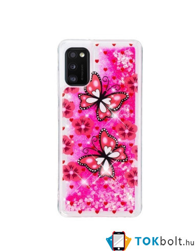 Mozgó csillámos telefontok Samsung Galaxy A41 készülékhez - PILLANGÓ