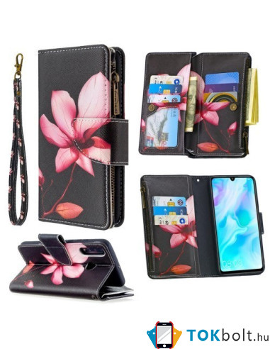 Oldalra nyíló tok cipzáras rekesszel Huawei P30 Lite / P30 Lite New Edition - LILIOM
